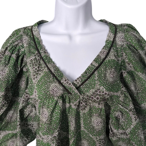 Miss Sixty Collection Green Puff Sleeve V Neck  Blouse XS - Picture 2 of 10